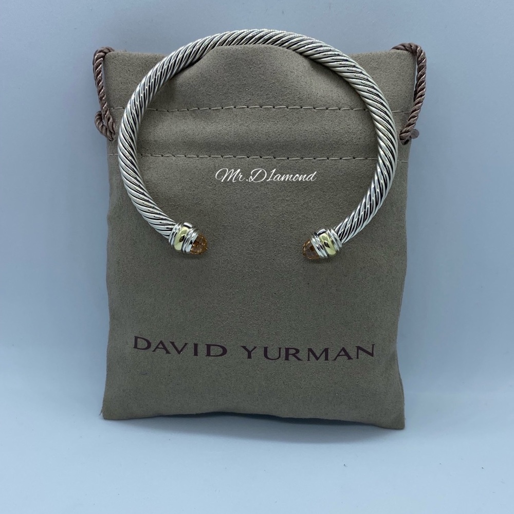 David Yurman Silver and Gold Cable Cuff Bracelet